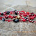 Collier sautoir femme rouge et noir - bijou coquelicot MIA Provence