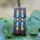 Petite manchette en perles de rocaille aux couleurs de bijoux amerindien - Navajo MIA Provence