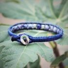 Bracelet homme bleu perles en sodalite et argent 925 - fermeture à bouton -MIA Provence