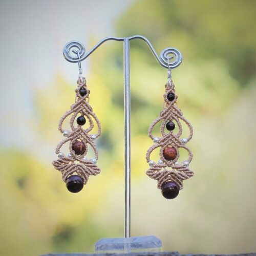 Boucles D'oreilles Clous En Prehnite Et Argent 925 - Rose-Mimosa - Neuf Avec étiquettes