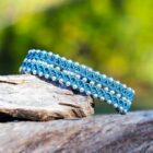 bracelet rock femme avec perles et bouton en argent 925 MIA Provence, bracelet argent femme, bracelet femme argent
