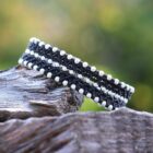 bracelet argent femme, bracelet femme argent, bracelet rock femme avec perles et bouton en argent 925