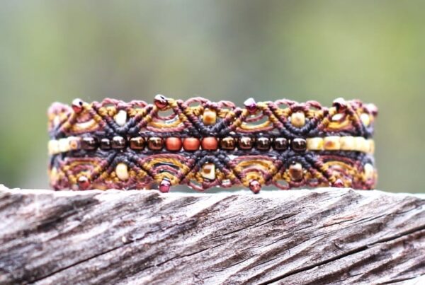 bracelet hippie chic femme marron rouille