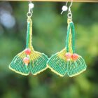 boucles d'oreilles feuilles de gingko biloba vertes