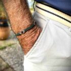 bracelet jonc homme avec pierres naturelles Bracelet jonc